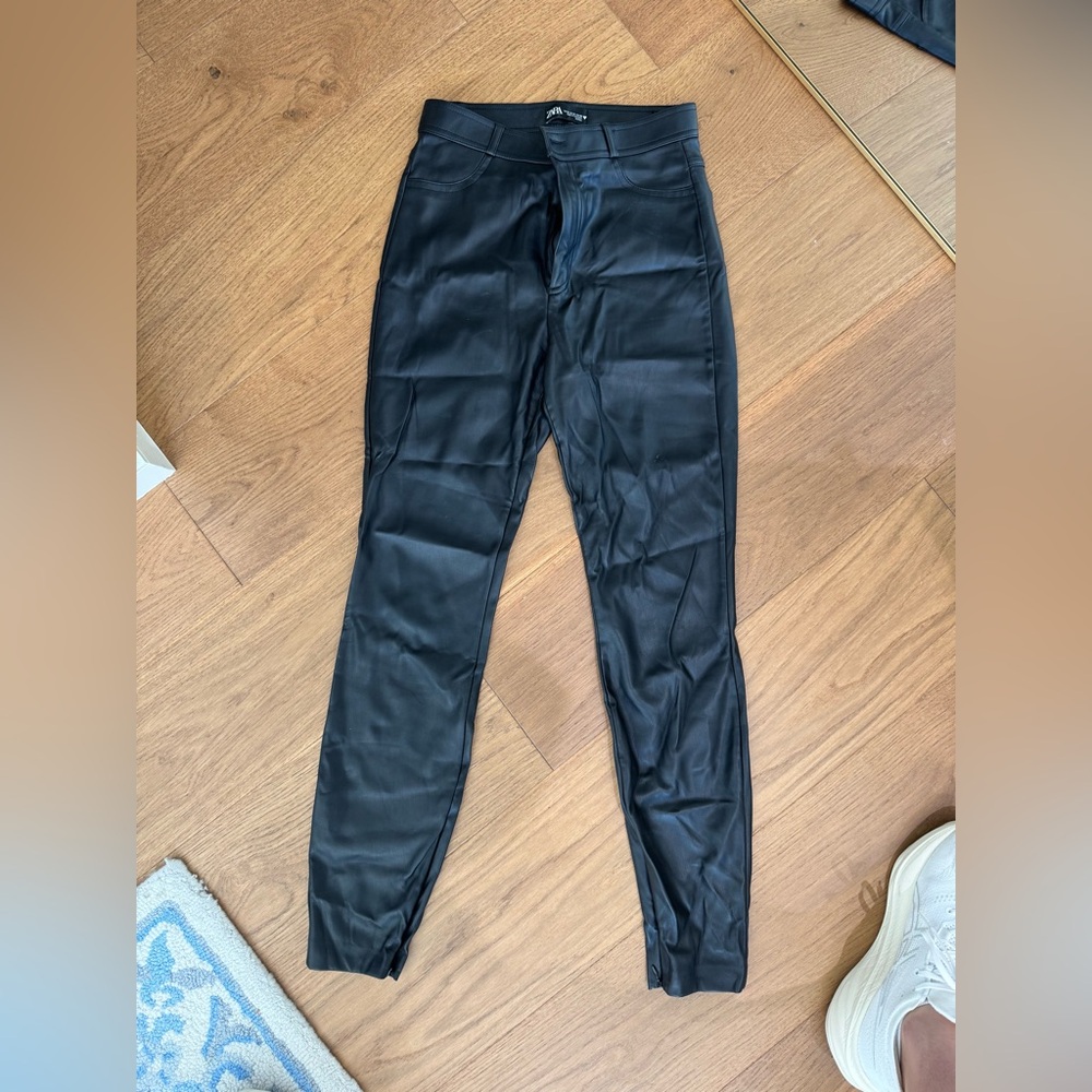 Zara black leather pants